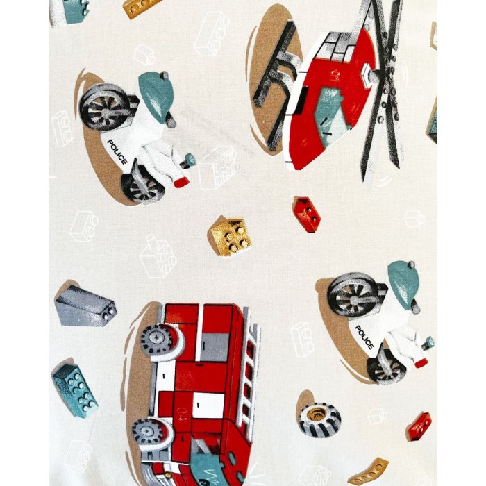Βαμβακερή Παιδική Εμπριμέ Μαξιλαροθήκη Fire Police Dptm 50x70cm 50x70cm