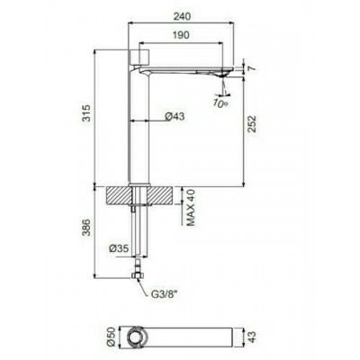 Αναμεικτική Μπαταρία Νιπτήρα Ψηλή Inox Ασημί Armando Vicario Halo 515041-110