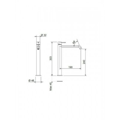 Αναμεικτική Μπαταρία Νιπτήρα Ψηλή Inox Ασημί La Torre Elle 35016-111