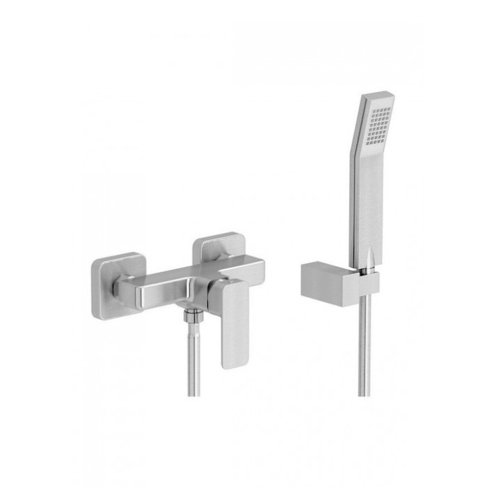 Αναμεικτική Μπαταρία Ντουζιέρας Πλήρες Σετ Inox Ασημί Eurorama Quadra 144150-110