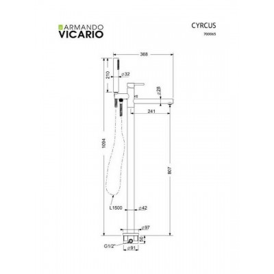 Αναμεικτική Μπαταρία Μπανιέρας Πλήρες Σετ Ασημί Armando Vicario Cyrcus 700065-100