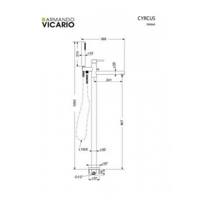Αναμεικτική Μπαταρία Μπανιέρας Πλήρες Σετ Inox Ασημί Armando Vicario Cyrcus 700065-110