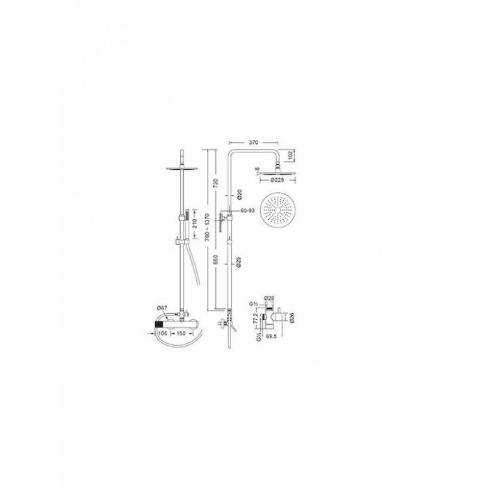 Ρυθμιζόμενη Στήλη Ντουζ 76-137cm Chrome Eurorama Eletta Tecno 167065-100
