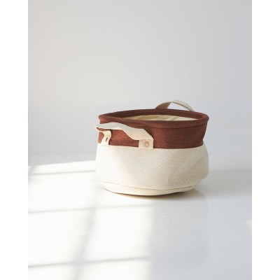 Boho Οικολογικό Λευκό Καλάθι με Σοκολά Φάσα Flynn 3 Μεγέθη Μεσαίο Άσπρο