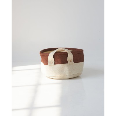 Boho Οικολογικό Λευκό Καλάθι με Σοκολά Φάσα Flynn 3 Μεγέθη Μικρό Άσπρο