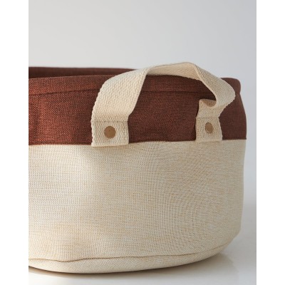 Boho Οικολογικό Λευκό Καλάθι με Σοκολά Φάσα Flynn 3 Μεγέθη Μεσαίο Άσπρο