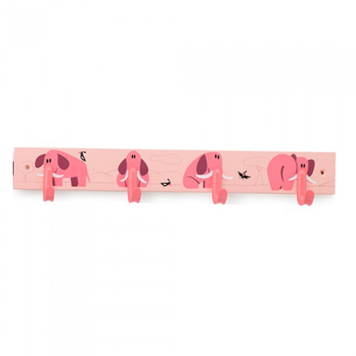 Κρεμάστρα 4 Θέσεων Inofix 3706 σε Ροζ με σχέδιο Ελέφαντες