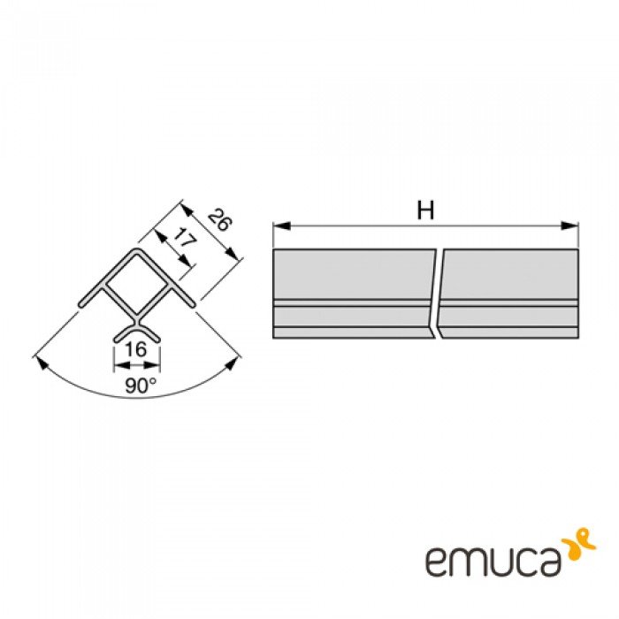 Γωνία Αλουμινίου σύνδεσης Μπάζας σε Χρώμα Λευκό Emuca 8015623 15cm