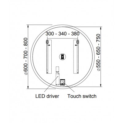 Καθρέφτης Μπάνιου Φωτιζόμενος  Idol Φ60 Luminor IDO60