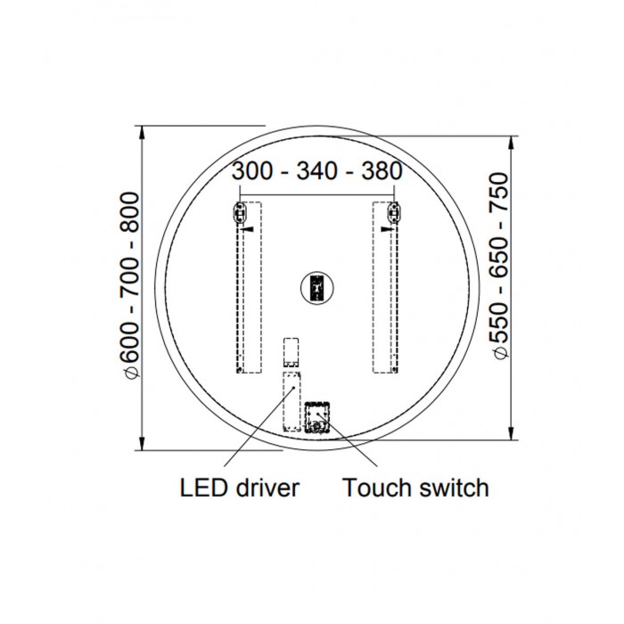 Καθρέφτης Μπάνιου Φωτιζόμενος  Idol Φ70 Luminor IDO70