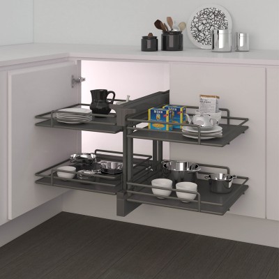 Μηχανισμός κουζίνας με φρένο για τυφλό ντουλάπι Inoxa Compact2 Elite 839BE για πόρτα 45cm σε χρώμα Ανθρακί