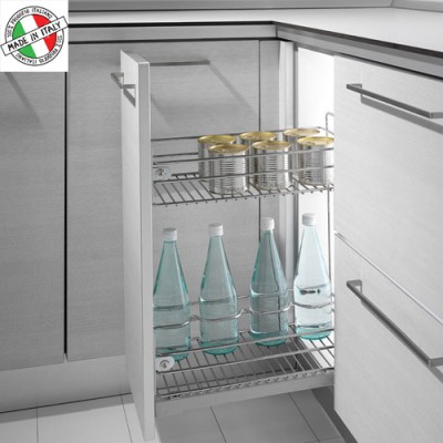 Συρμάτινο βαγονέτο κουζίνας διώροφο Μπουκαλοθήκη Inoxa 2102 Με Φρένο