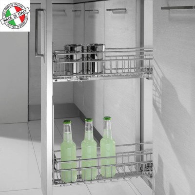  Συρμάτινο βαγονέτο κουζίνας διώροφο - Μπουκαλοθήκη Inoxa 2104 Με Φρένο