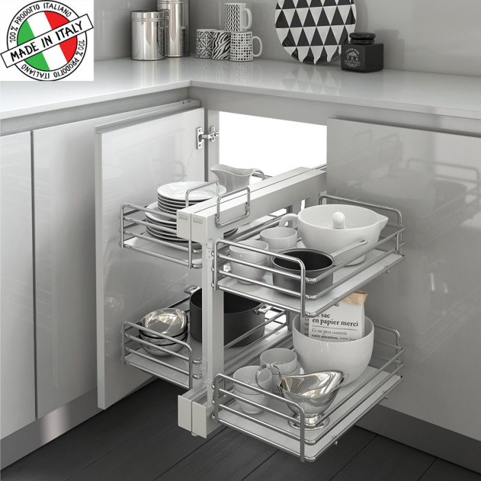 Μηχανισμός κουζίνας με φρένο για τυφλό ντουλάπι Inoxa Compact Elite Με Λευκό Πάτο 839BE για πόρτα 45cm