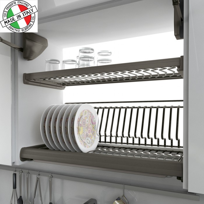 Σετ πιατοθήκης με ποτηροθήκη Inoxa Elite Ardesia 716 Νο120 Σε Χρώμα Ανθρακί