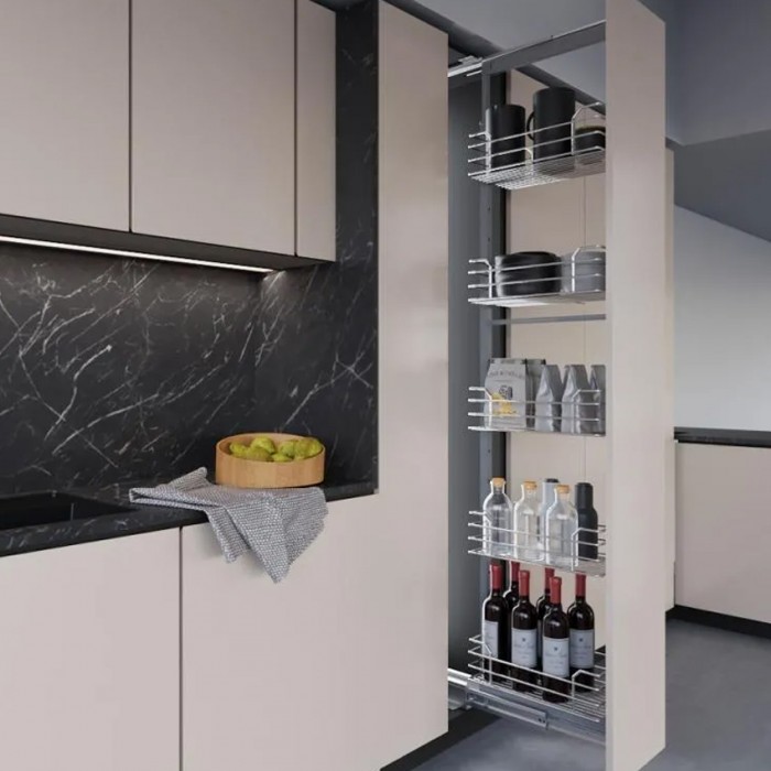 Τροφοθήκη κολώνα με φρένο για κουτί 45cm με 5 καλάθια και ύψος από 182,5 έως 218,5  852A INOXA