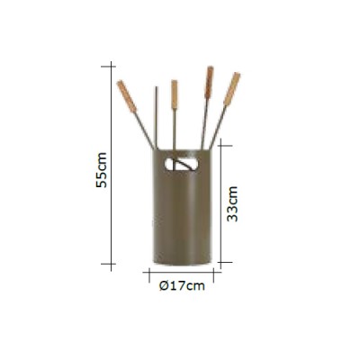 Εργαλεία με Κουβά Ζωγομετάλ K32-1240 σε Καφέ Ελιάς-Ξύλο Ελιάς