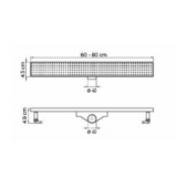 Κανάλι ντουζιέρας 80cm με ρυθμιζόμενο ύψος και αναστρεφόμενη σχάρα SS 304 INOX για τοποθέτηση κεραμικού πλακιδίου Tema 93738