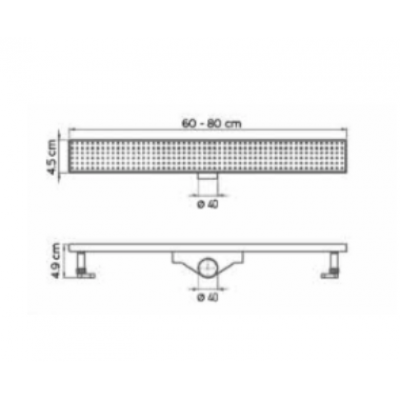 Κανάλι ντουζιέρας 80cm με ρυθμιζόμενο ύψος και αναστρεφόμενη σχάρα SS 304 INOX για τοποθέτηση κεραμικού πλακιδίου Tema 93738