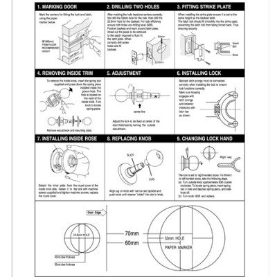 Κλειδαριά πόμολου Yale με 3 Κλειδιά και μπουτόν σε Χρώμα Χρυσό 40-C2MK-5856-ET-0211
