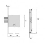 Κλειδαριά ασφαλείας Cisa Χρυσό (πρόσθετη) τύπου χρηματοκιβωτίου 57234 2στροφών με 5 κλειδιά.