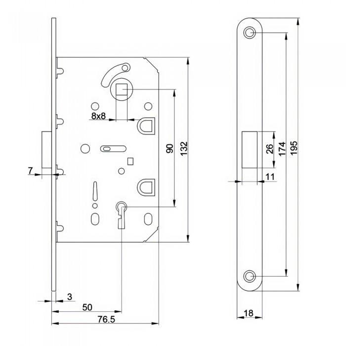 Κλειδαριά μαγνητική μεσόπορτας 741-MG90 Metalor