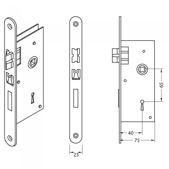 Κλειδαριά Domus Χρυσό Χωνευτή Μεσόπορτας με 2 Κλειδιά 80140