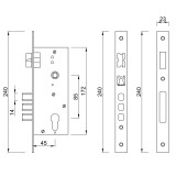 Κλειδαριά Ασφαλείας Domus Τρίαινα Κυλίνδρου Χρυσή Ορείχαλκος 45-85 Τετράγωνη 9054C