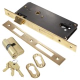 Κλειδαριά Domus EXPORT Κίτρινη Εξώπορτας Τετράγωνη με Κύλινδρο 65mm 90845