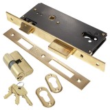 Κλειδαριά Domus EXPORT Κίτρινη Εξώπορτας Τετράγωνη με Κύλινδρο 65mm 90845