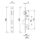 Κλειδαριά Γλώσσας για Σιδηρόπορτες Χωρίς Κύλινδρο Χωνευτή με κέντρο 20-85mm Νίκελ MARTIN MR.06520