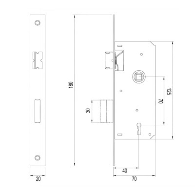 Κλειδαριά Μεσόπορτας MARTIN Picollo Τετράγωνη 40x70 mr 08070