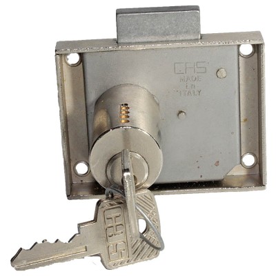 Cas Κλειδαριά Επίπλου Νίκελ Κουτιαστή με Διάμετρο Κυλίνδρου 20mm και Μήκος Κυλίνδρου 40mm (20x40)