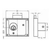Cas Κλειδαριά Επίπλου Χρυσή Κουτιαστή με Διάμετρο Κυλίνδρου 20mm και Μήκος Κυλίνδρου 20mm (20x20)