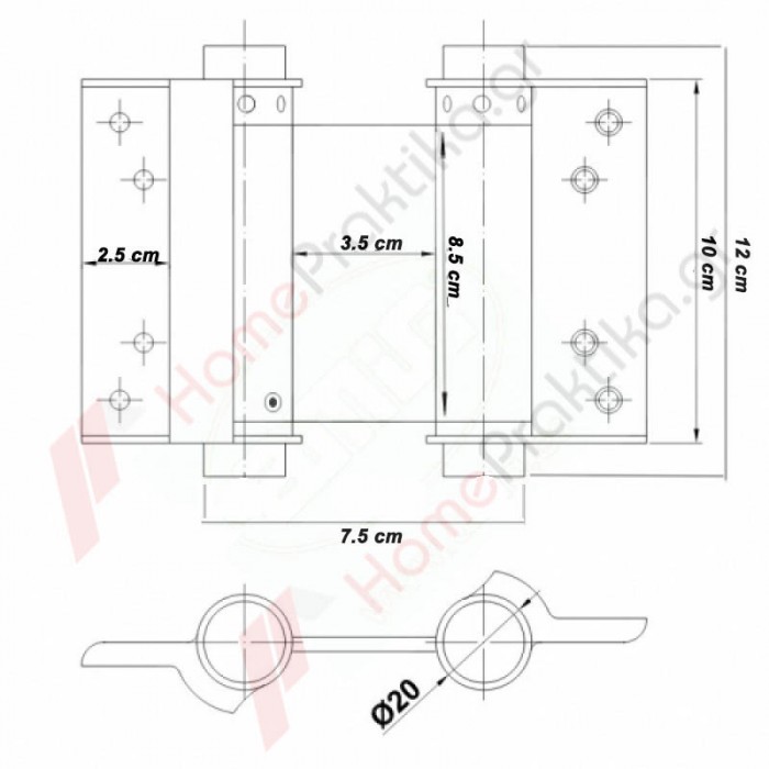 Μεντεσές Επαναφοράς Πόρτας Αλερετούρ (σούστα πόρτας τύπου μπάρ) για Ξύλινες Πόρτες με Ύψος 100mm (1τεμάχιο) σε Νίκελ IBFM No30 107030