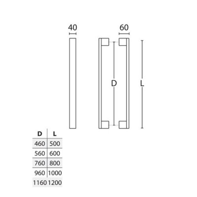 Λαβές εξώπορτας Ζεύγος (2 Τεμάχια) Convex σειρά 989 σε Ματ Μαύρο L500mm (μήκος λαβής)