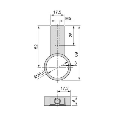 Μεσαίο στήριγμα για σωλήνα Φ28 Μόκα ντουλάπας Emuca 7919713