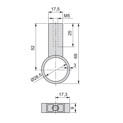 Μεσαίο στήριγμα για σωλήνα Φ28 ντουλάπας Emuca  7919725