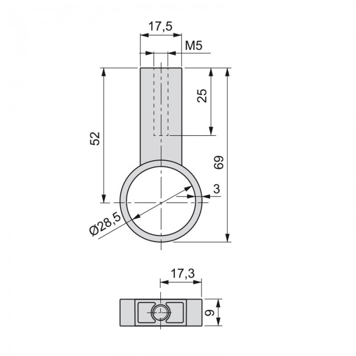 Μεσαίο στήριγμα για σωλήνα Φ28 ντουλάπας Emuca  7919725