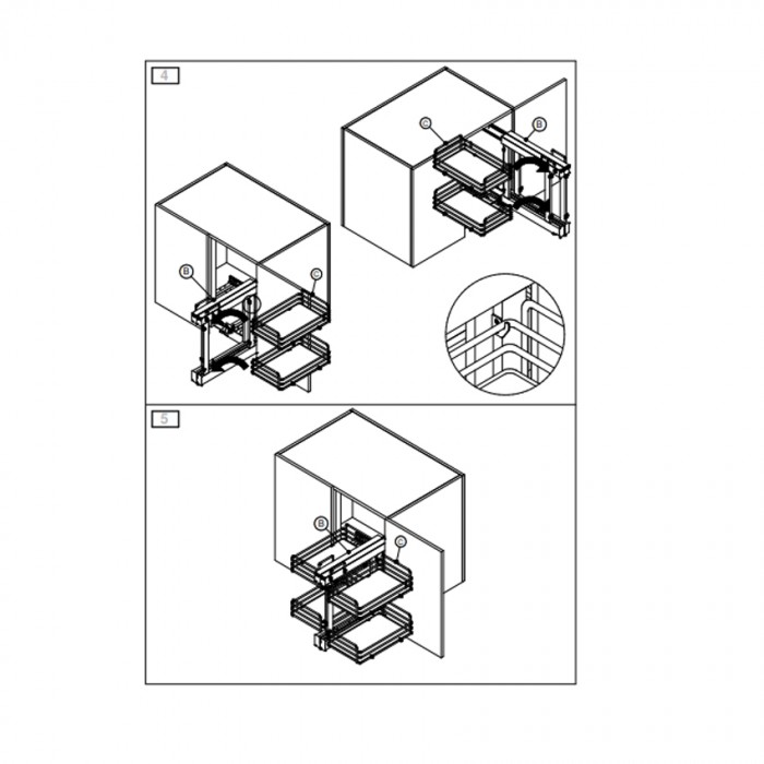 Μηχανισμός κουζίνας με φρένο για τυφλό ντουλάπι Inoxa Compact 839B για πόρτα 60cm