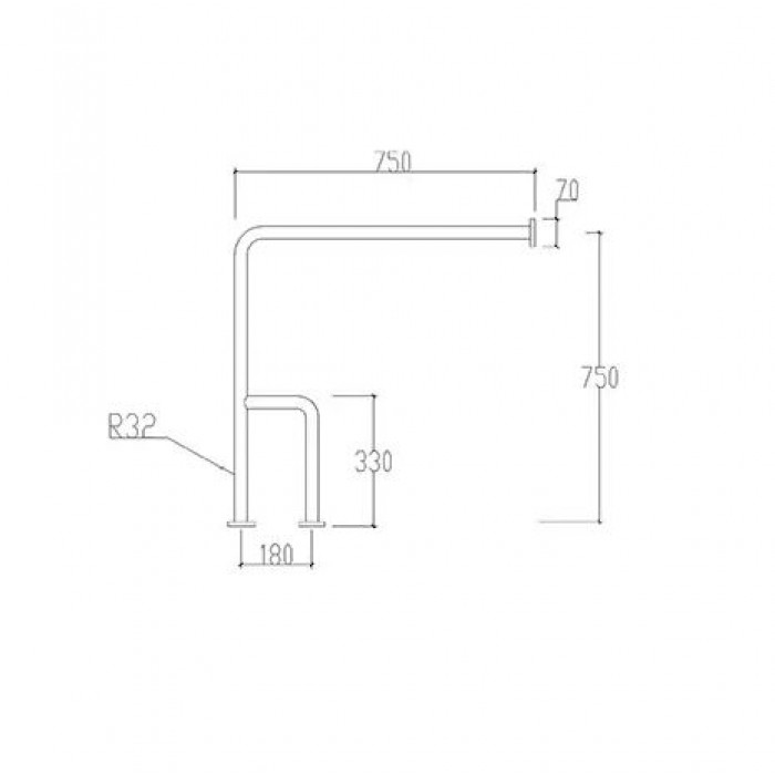 Μπάρα στήριξης AMΕΑ γωνιακή inox 75cm x 75cm με εξτρά στήριξη στο δάπεδο ΧΡΩΜΙΟ 82005 Tema