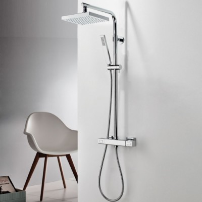 Στήλη ντους με Θερμοστατική Μπαταρία και κολώνα Σταθερού ύψους 110cm Eurorama Thermo Square 613066-100