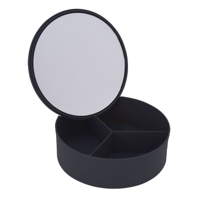 Κουτί Αποθήκευσης PP με Καθρέπτη 14x5cm Black-3C MRShome
