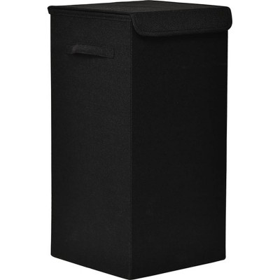 Καλάθι Απλύτων Αναδιπλούμενο από MDF Μαύρο με Υφασμάτινη Επένδυση MRShome