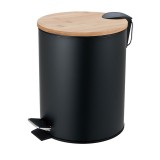 Κάδος Απορριμμάτων Οβάλ 5L Soft Close Μεταλλικός Μαύρος με Μπαμπού Καπάκι MRShome