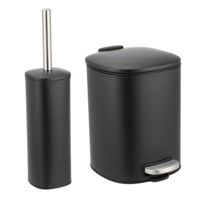 Σετ Κάδος Απορριμμάτων Οβάλ 5L Μεταλλικός Soft CLose Μαύρος και Πιγκάλ MRShome