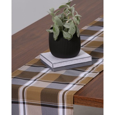 Τραβέρσα Soho Two με καρώ καφέ σχέδιο Τραβέρσα (40x180cm) Καφέ