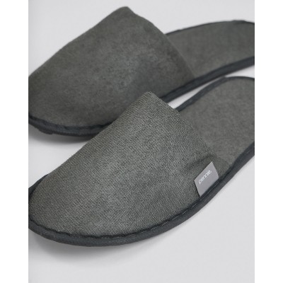 Πετσετέ Γκρι Κλειστές Λεπτές Παντόφλες Slipper One Size Γκρι