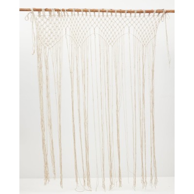 Βαμβακερή Πλεκτή Χειροποίητη Macrame Natural Κουρτίνα Briar 200x240cm Φαρδύ Φύλλο (200x240cm) Natural