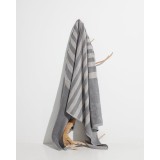 Βαμβακερή Ριγέ Ζακάρ Πετσέτα Πισίνας Emobi 86x170cm Θαλάσσης | 86x170cm Μαύρο